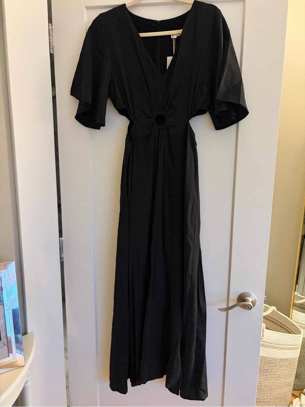 V-Neck Maxi Dress with Side Cutouts & Ring Detail - Wedding Guest - Party Dress